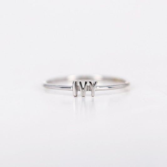 925 Sterling Silver Personalized Tiny Name Ring Nameplate Ring