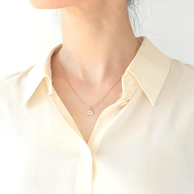 925 Sterling Silver Personalized Triangle Initial Necklace
