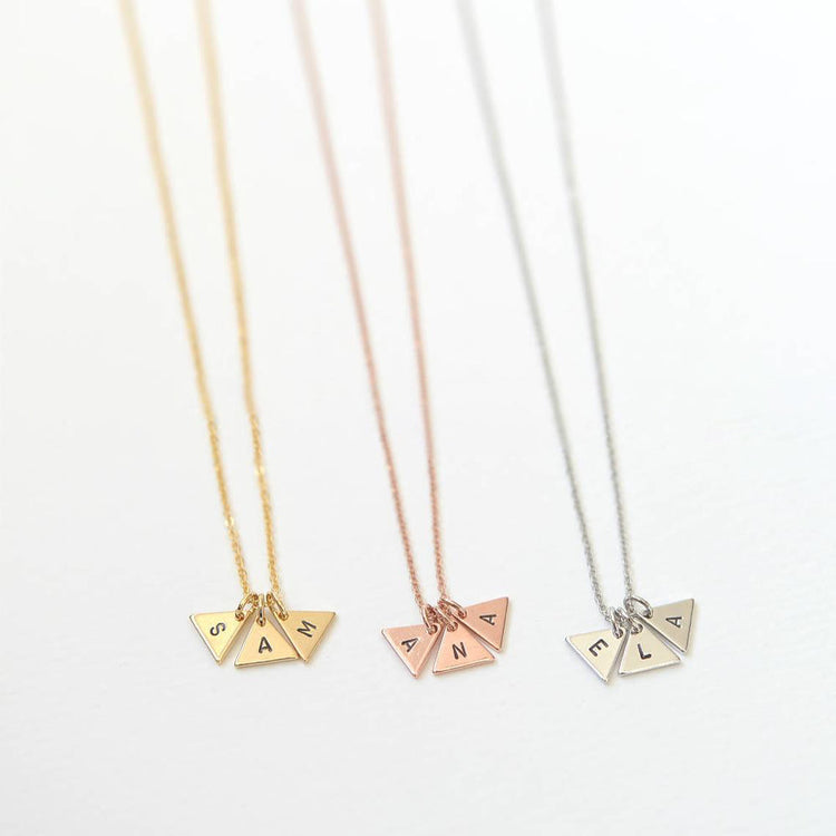 925 Sterling Silver Personalized Triangle Initial Necklace