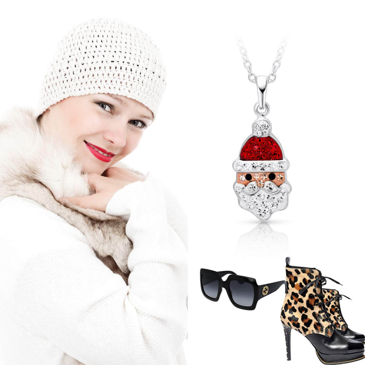 925 Sterling Silver Santa Claus Christmas Holiday Necklace