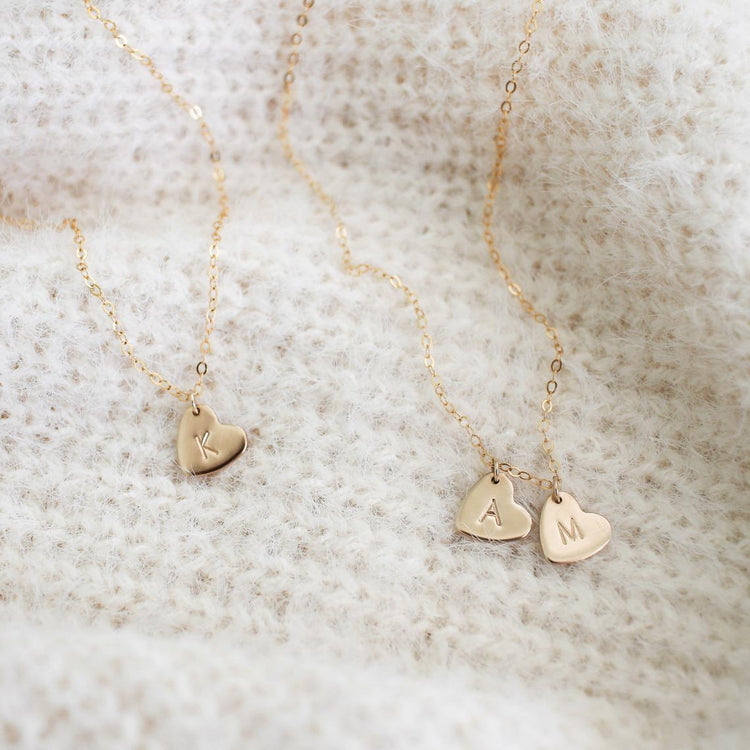 925 Sterling Silver Small Heart Initial Necklace