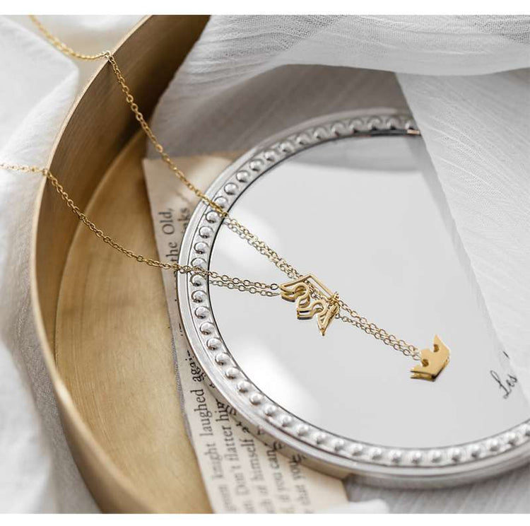 925 Sterling Silver Y Lariat Crown Necklace