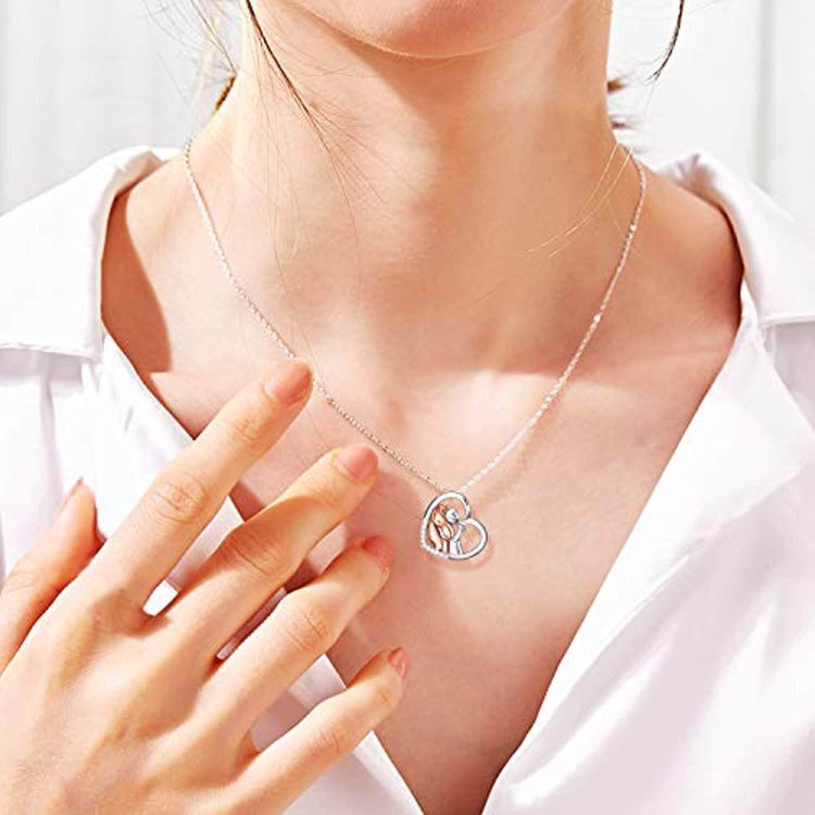 925 Sterling Silver Horse with Girl Heart Pendant Necklace for Girls, Girlfriend, Teens, Women, Daughter - onlyone