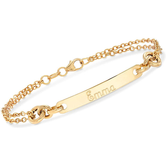 925 Sterling Silver Personalized Double Chain Bar Id Bracelet Custom Name Engraved Bar Bracelet