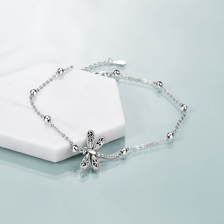 925 Sterling Silver Dragonfly Anklet For Women Animal Beach Ankle Bracelets for Women Teens Girls - onlyone