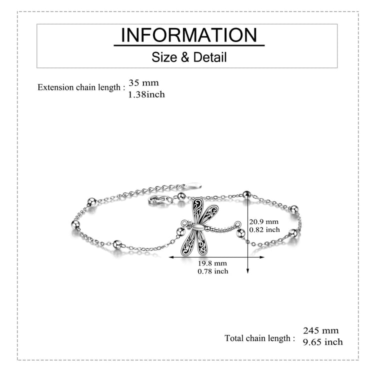 925 Sterling Silver Dragonfly Anklet For Women Animal Beach Ankle Bracelets for Women Teens Girls - onlyone
