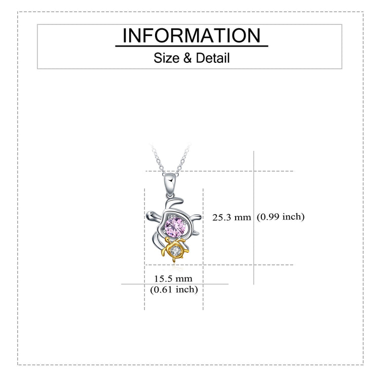925 Sterling Silver Mom and Baby Turtle Necklace - onlyone