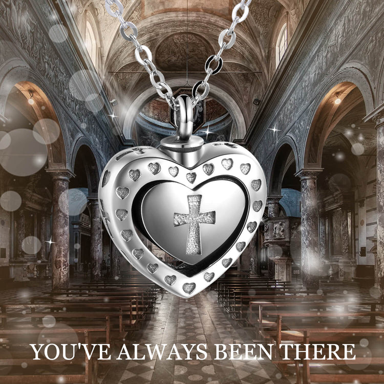 925 Sterling Silver Cremation Jewelry for Ashes Cross Heart Locket Pendant Urn Necklace - onlyone