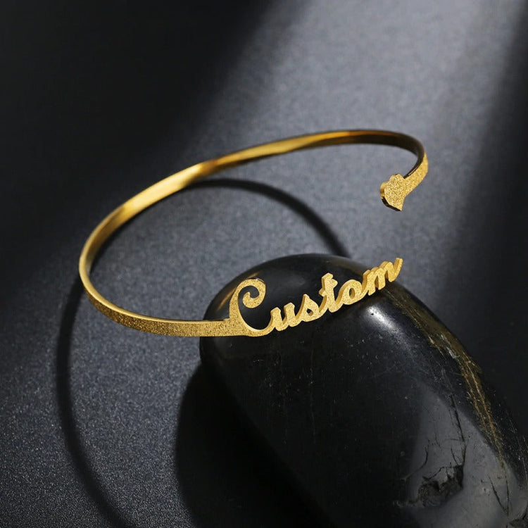 925 Sterling Silver Customized Nameplate Name Bracelet Personalized Custom Bangles, Gift For Her