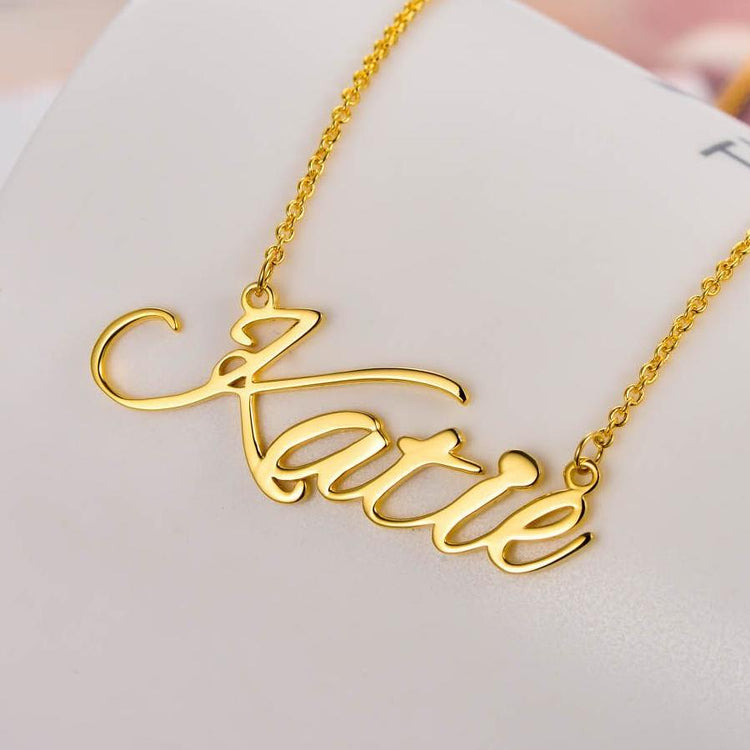 925 Sterling Silver Custom Katie Name Necklace Nameplate Necklace - onlyone