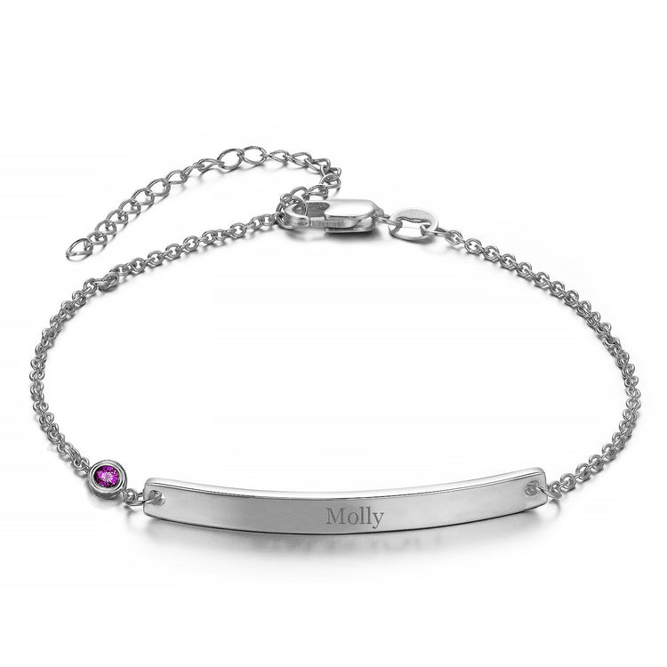 925 Sterling Silver Personalized Name Bar ID Bracelet