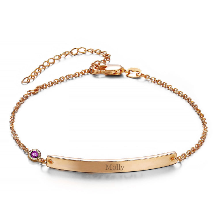 925 Sterling Silver Personalized Name Bar ID Bracelet