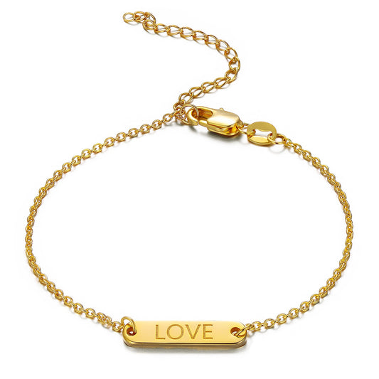 925 Sterling Silver Personalized Hexagon Bar Engraved Bracelet 6�7.5�- onlyone
