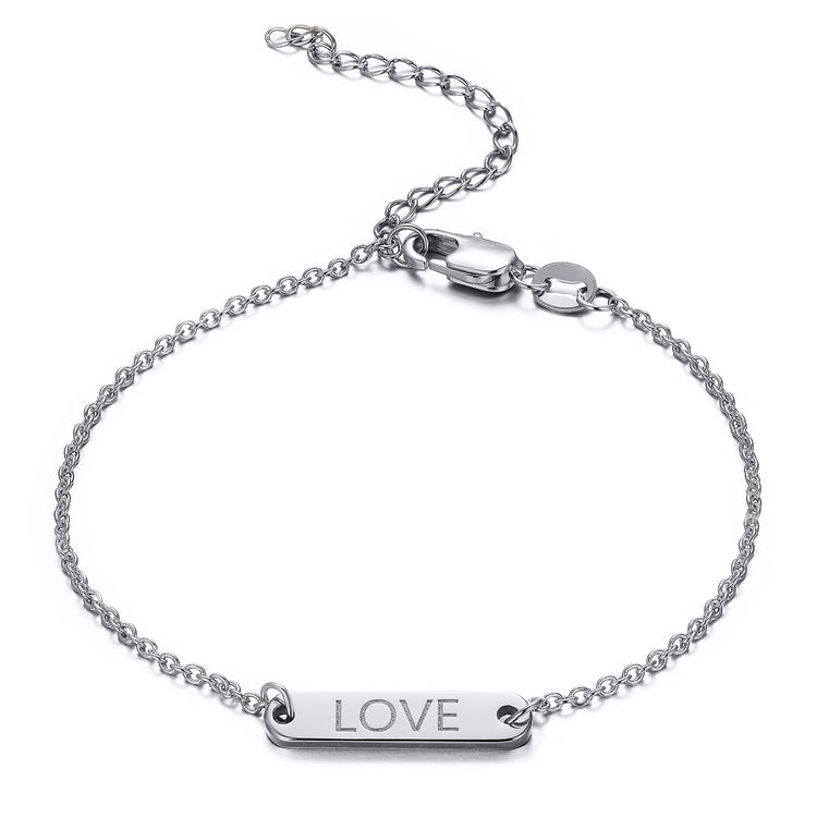 925 Sterling Silver Personalized Hexagon Bar Engraved Bracelet 6�7.5�- onlyone