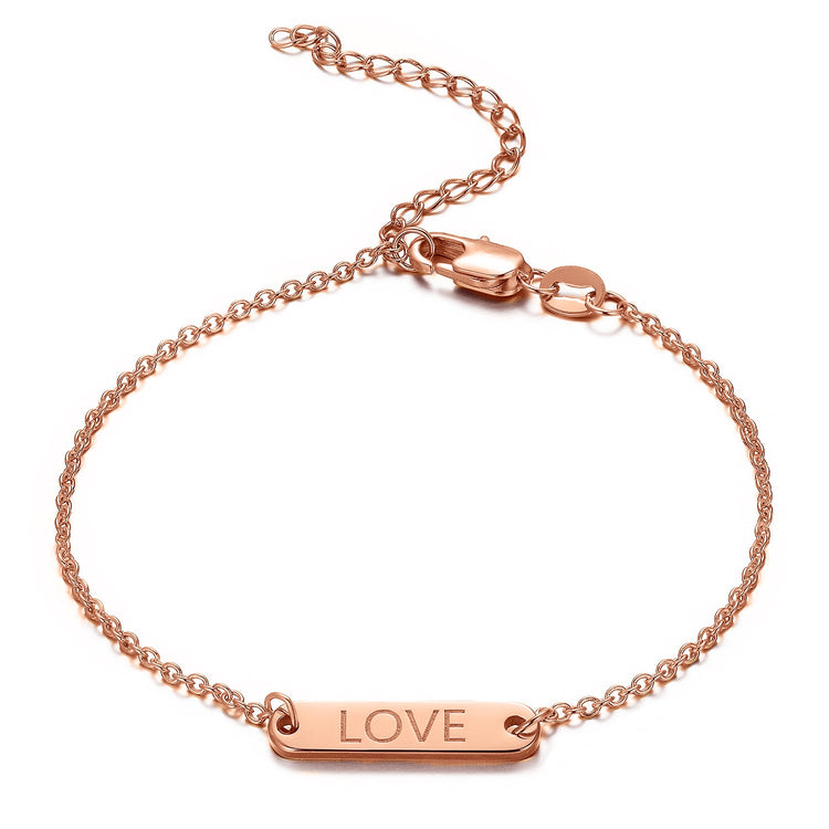 925 Sterling Silver Personalized Hexagon Bar Engraved Bracelet 6�7.5�- onlyone