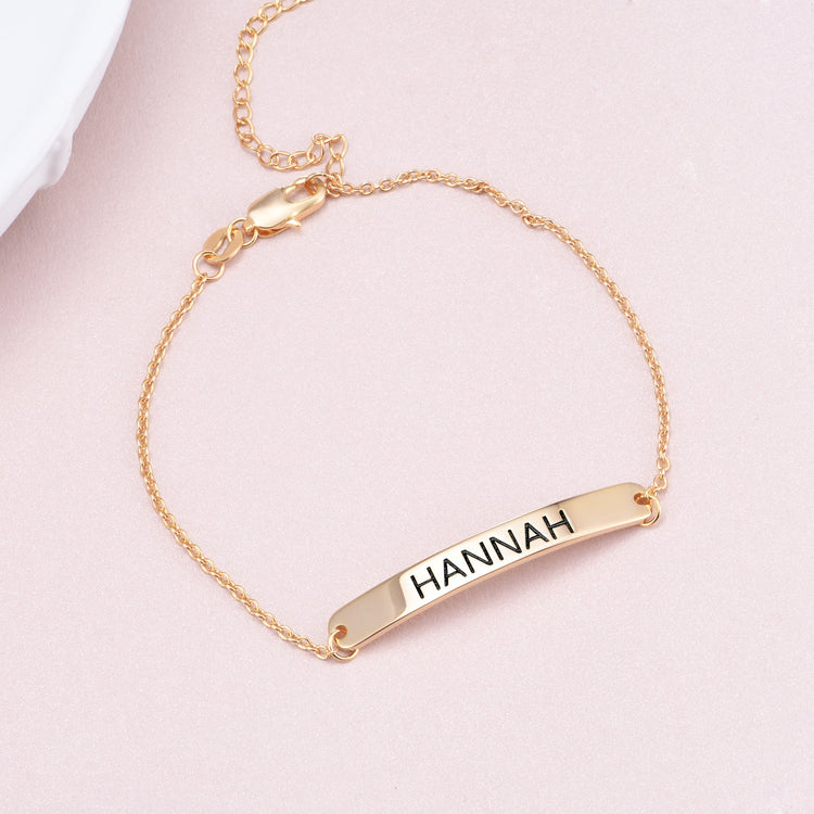 925 Sterling Silver Personalized Loving You Bar Engraved Bracelet 6�7.5�- onlyone