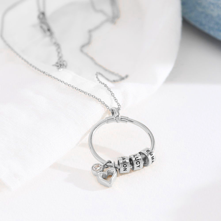 925 Sterling Silver Circle Pendant Necklace Nameplated Necklace Gift For Mom