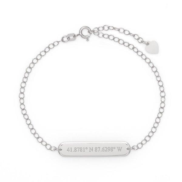 925 Sterling Silver Personalized Coordinate Oval Name Bar Bracelet 6�7.5�Nameplate Bracelet - onlyone