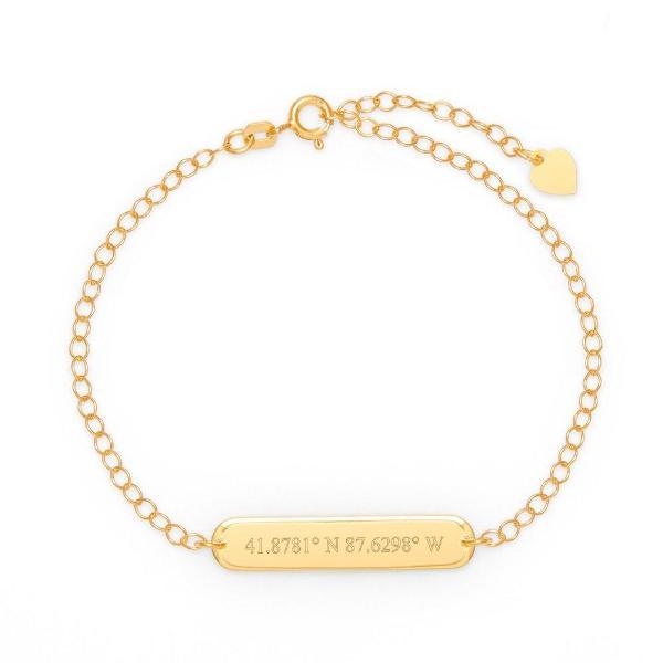 925 Sterling Silver Personalized Coordinate Oval Name Bar Bracelet 6�7.5�Nameplate Bracelet - onlyone