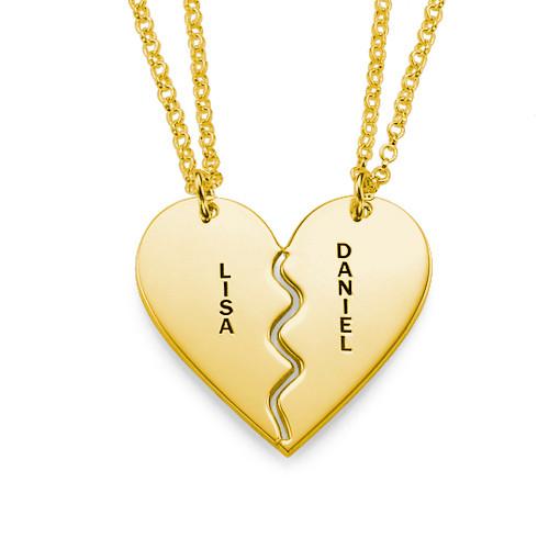 925 Sterling Silver Breakable Engraved Heart Name Necklace Set BFF Necklace Nameplate Necklace Gift For Girlfriend Gift For Her - onlyone