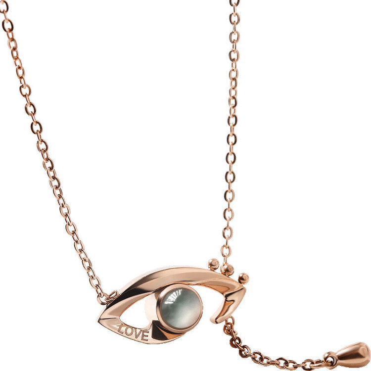 925 Sterling Silver I Love You Necklace In 100 Languages Projection Evil Eye Circle Pendant Valentines Day Gift - onlyone