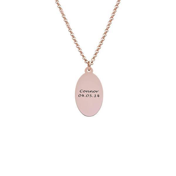 925 Sterling Silver Personalized Engraved Fingerprint Thumbprint Oval Name Necklace Nameplate Necklace - onlyone