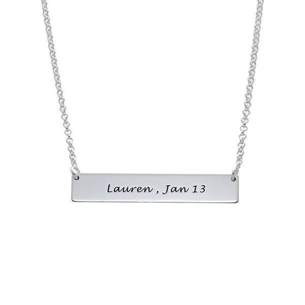 925 Sterling Silver Personalized Fingerprint Thumbprint Engraved Bar Name Necklace Nameplate Necklace - onlyone