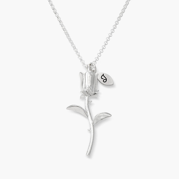 925 Sterling Silver Eternal Rose Necklace Customizable Letter Necklace - onlyone