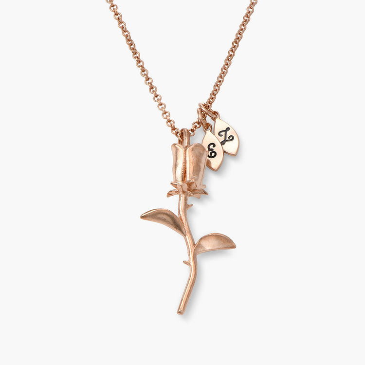 925 Sterling Silver Eternal Rose Necklace Customizable Letter Necklace - onlyone