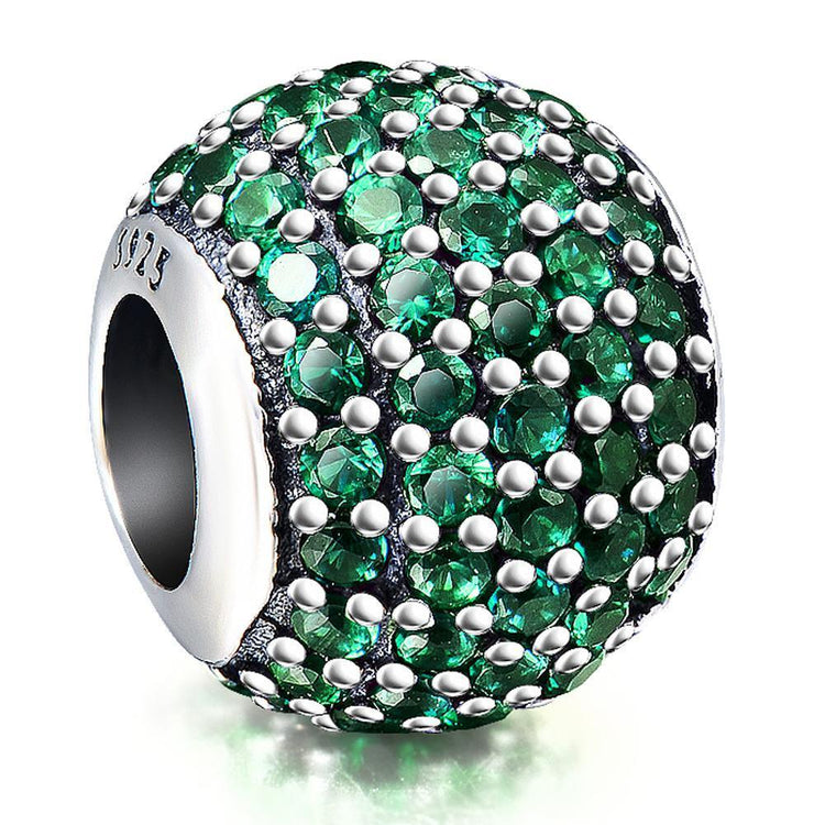 925 Sterling Silver Green Cubic Zirconia Sterling Silver Charm For Bracelet and Necklace - onlyone