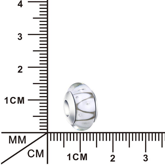 925 Sterling Silver Gray White Glass Charms for Bracelet and Necklace - onlyone