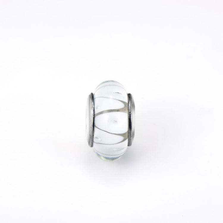 925 Sterling Silver Gray White Glass Charms for Bracelet and Necklace - onlyone