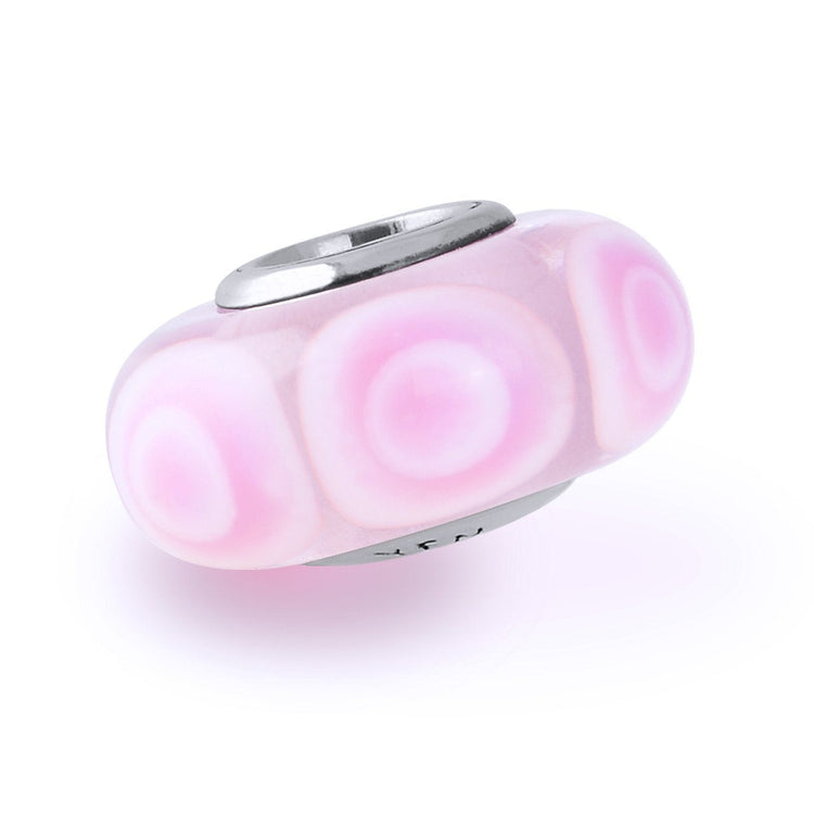 Pink Flowers Glass Charm for Bracelet and Necklace in 925 Sterling Silver - onlyone