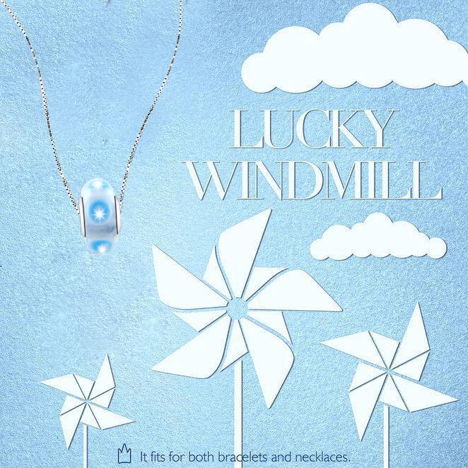 925 Sterling Silver Magic Blue Bubble Glass Charm for Bracelet and Necklace - onlyone