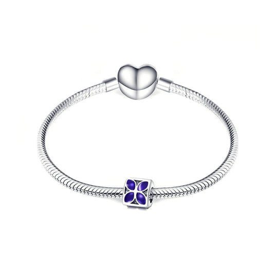 925 Sterling Silver Purple Flower Charm For Bracelet and Necklace - onlyone