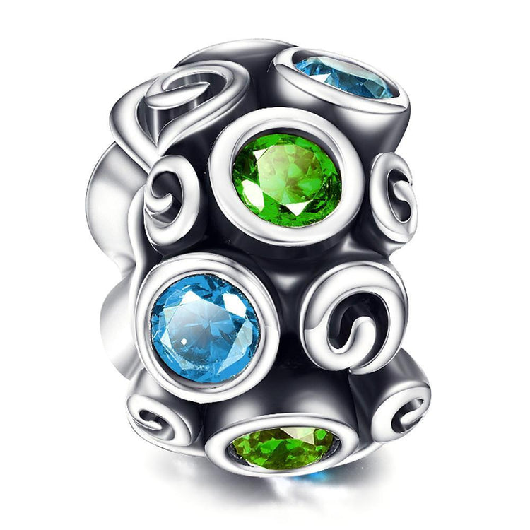 925 Sterling Silver Fashion Colorful Cubic Zircon Bracelet Charm For Bracelet and Necklace - onlyone