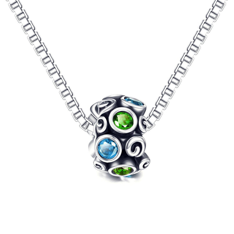 925 Sterling Silver Fashion Colorful Cubic Zircon Bracelet Charm For Bracelet and Necklace - onlyone