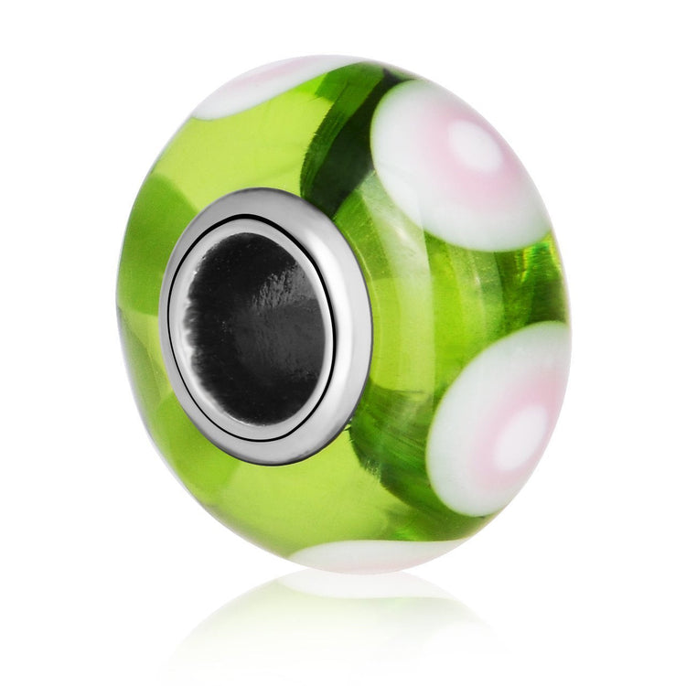 925 Sterling Silver Green Murano Glass Charm for Bracelet and Necklace - onlyone