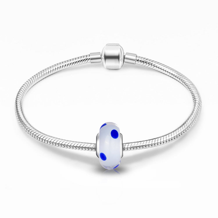 925 Sterling Silver Glass Charm for Bracelet and Necklace - onlyone