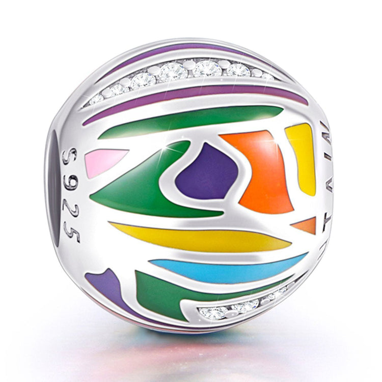925 Sterling Silver Abstract Painting Craft Colorful Charm in for Bracelet and Necklace - onlyone