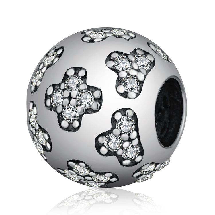Rhinestones 925 Sterling Silver Charm For Bracelet and Necklace - onlyone