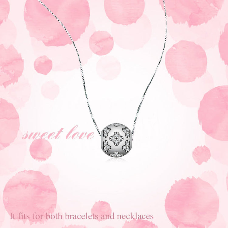 Rhinestones 925 Sterling Silver Charm For Bracelet and Necklace - onlyone