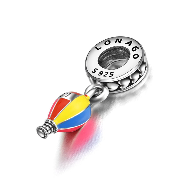 925 Sterling Silver Hot-air Balloom Sterling Silver Charm for Bracelet and Necklace - onlyone