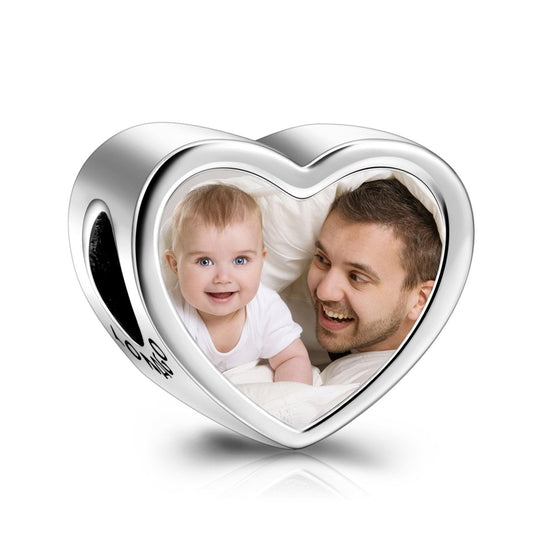 Personalized Photo Love Heart Charm in 925 Sterling Silver - onlyone