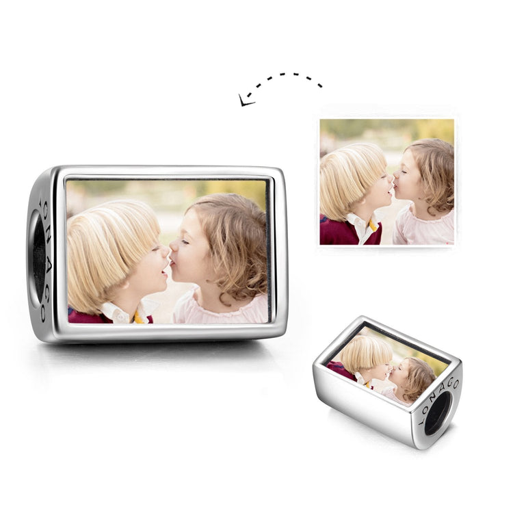 Personalized 925 Sterling Silver Color Photo Rectangle Charm - onlyone