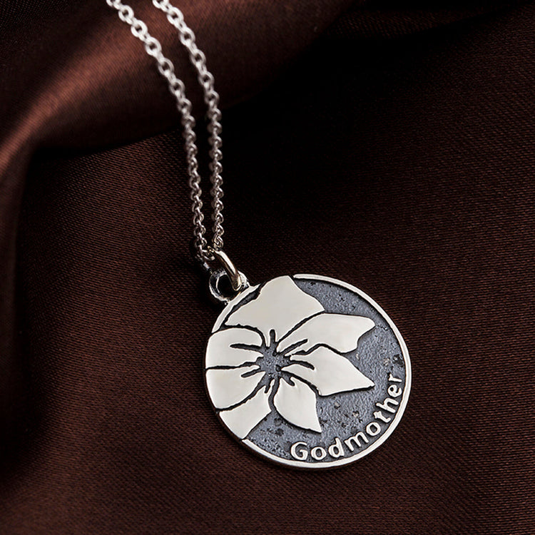 925 Sterling Silver Christ God Mother Bless Round Antique oxide Pendant Necklace - onlyone