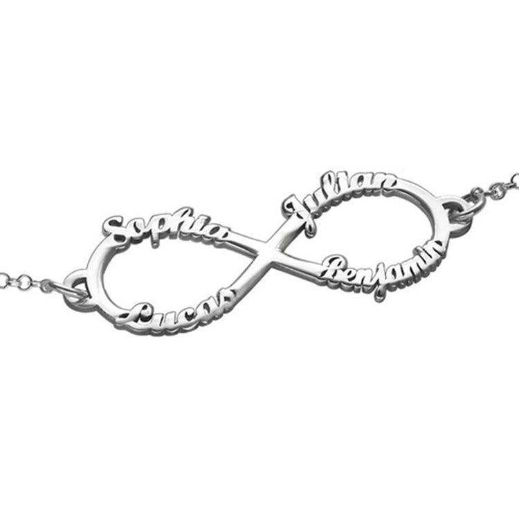925 Sterling Silver Personalized Infinity Up To 4 Names Bracelet 6�7.5�Nameplate Bracelet - onlyone