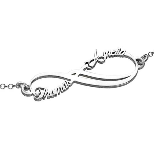 925 Sterling Silver Personalized Infinity 2 Names Bracelet 6�7.5�Nameplate Bracelet - onlyone