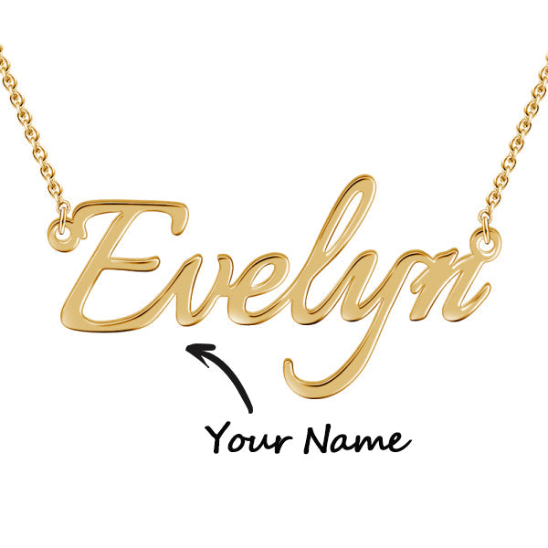 "Evelyn"Style 14K Gold Personalized Name Necklace Adjustable 16" - 20" White Gold /Yellow Gold/Rose Gold - onlyone