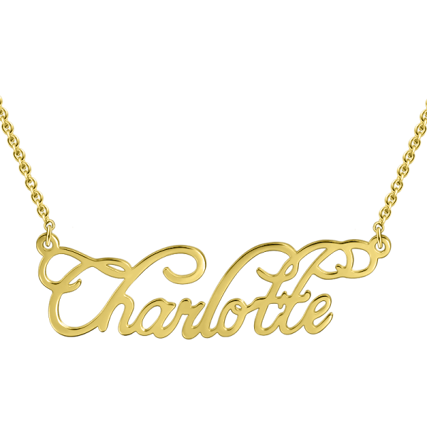 925 Sterling Silver "Charlotte" Style Name Necklace Nameplate Necklace - onlyone